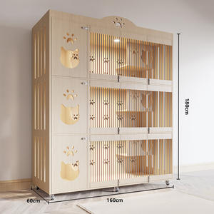 Nichoir moderne multi-niveaux en bois pour chats avec panneaux transparents, idéal pour l'hébergement d'animaux, la présentation en salon, construction robuste en bois massif - Product Image 2