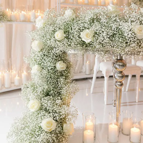 शादी की सजावट टेबल धावक 1 पैर की लंबाई बच्चे सांस फूल धावक शादी की मेज सजावट फूल