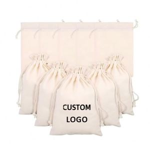 Sac à poussière en toile personnalisé avec logo imprimé, en coton biologique recyclé, avec cordon de serrage, pour rangement et emballage, pochette en mousseline - Product Image 2