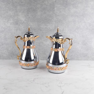 Nieuw Ontwerp Gouden Arabische Stijl Vacuüm Koffiekolf 1l + 1l Set Thermos Ketel Glas Binnenste Vacuümfles Arabische Koffiepot Thermos - Product Image 4