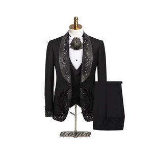 Costumes d'affaires trois pièces à simple boutonnage <span class=keywords><strong>pour</strong></span> hommes Viscose/Polyester anti-rétrécissement formel coupe ajustée gilet pantalon cérémonies de marié 2025 - Product Image 5