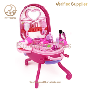 Grosir 2 warna berpura-pura kecantikan bermain Set mainan portabel Alloy koper dengan meja rias untuk anak-anak Unisex kotak plastik mainan anak perempuan - Product Image 2