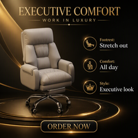 Chaise de bureau de direction de luxe inclinable et pivotante avec repose-pieds intégré, en cuir PU premium