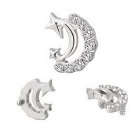 Mode oreille goujon G23 16G CZ pavé étoile Trail fileté à l'intérieur haut lèvre nez anneaux Cartilage hélice boucles d'oreilles bijoux