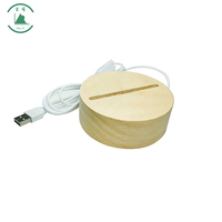 Support de base en bois 3D LED pour veilleuse en verre cristal, avec câble USB, cadeau original, directement de l'usine