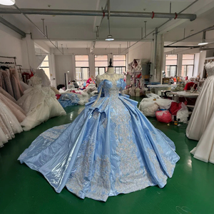 Robe de Quinceanera bleu ciel Azul Sweet 15 fleurs de Quinceanera Vestidos De 15 Anos paillettes perles dentelle robe de soirée Jxs04 - Product Image 5