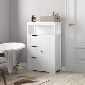 Gabinete de almacenamiento de baño de madera <span class=keywords><strong>Savoy</strong></span> sofisticado Superior Inweto espacio abundante perfecto para el hogar usando blanco/gris - Product Image 1