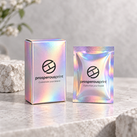 Ensemble de boîtes et pochettes en papier holographique personnalisé, imprimé iridescent, petit emballage de vente au détail pour produits