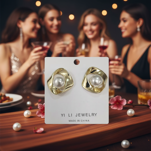 Pendientes de perlas de madera de ciruelo mexicano 2024 para mujer, joyería de moda dorada a granel, accesorios de fiesta al por mayor de moda - Product Image 3