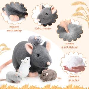 Set - 14 Peluches <span class=keywords><strong>de</strong></span> Rata Madre Grande con 4 Bebés Ratones Pequeños en el Vientre con Cierre, Juguetes <span class=keywords><strong>de</strong></span> Peluche <span class=keywords><strong>de</strong></span> Rata, 5 Piezas <span class=keywords><strong>de</strong></span> Animales <span class=keywords><strong>de</strong></span> Peluche <span class=keywords><strong>de</strong></span> Ratón - Product Image 2