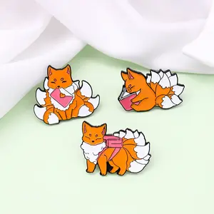 Custom Cartoon Cute Fox Pin Animal Badge Metal Anime Soft Hard Enamel Pin For Clothing