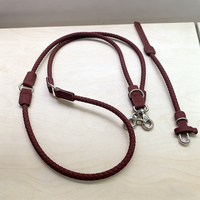 Collier et laisse pour chien mains libres en cuir, robuste et durable, en cuir nubuck, avec accessoires métalliques