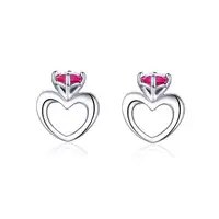 Qings Taç Kalp Aşk düğme küpe 925 Ayar Gümüş Kalp Atışı Prenses Kulak Çıtçıt moda takı Severler için
