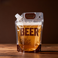 Lots en gros d'articles en vrac : Sachets souples transparents avec bec verseur de 50 ml, 100 ml, 250 ml pour jus, boissons, huile, lait, vin, eau