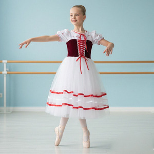 Vestido de Ballet Profesional Romántico de Tul Largo para Niñas, Disfraz de Bailarina con Estampado Luminoso - Product Image 1