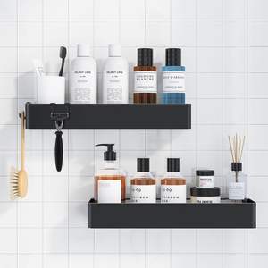 Paquete de 2 estantes organizadores de metal impermeables y adhesivos para ducha, montados en la pared, resistentes al óxido, <span class=keywords><strong>sin</strong></span> necesidad de taladrar. - Product Image 1