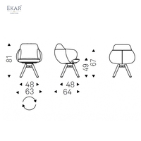 Chaise de salle à manger pivotante à 360° de luxe moderne, fauteuil rembourré minimaliste italien pour salle à manger