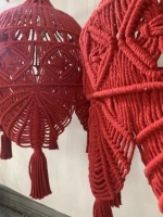 Magnifique abat-jour en macramé à franges rouges, articles de tapisserie murale, décorations pour cadeau de luxe de pendaison de crémaillère