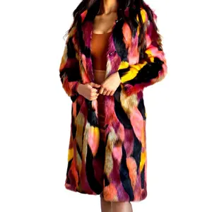 Custom New winter clothing Faux fox fur coat women patchwork hooded women's plus-size coat women's clothing
