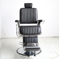 Fauteuil de Barbier Hydraulique de Luxe Rétro pour Salon de Coiffure, Inclinable, pour Coupe de Cheveux, Toilettage et Massage, en Cuir, Idéal pour Usage en Salle de Sport