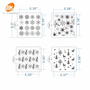 AK Giáng Sinh Bông Tuyết Tùy Chỉnh Hoàng Gia Icing Stencil Laser Cut Tranh Nhựa Template Cấp Thực Phẩm PET Cake Stencils ST-858 - Product Image 4