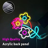 Neonawall Grosir Lampu LED Neon Bentuk Bunga dengan Rating IP65, Dapat Diredupkan via USB, Lampu Dinding Dekoratif untuk Rumah, Pesta, Kafe, Kamar Tidur, Dekorasi Kamar Bayi
