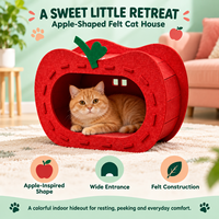 Maison pour chat en feutre en forme de pomme, lit cachette d'intérieur pour chat avec entrée large, couleur personnalisée, mobilier pour animaux de compagnie en gros