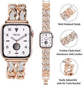 สายนาฬิกาข้อมือโลหะแนวคาวบอยสำหรับ <span class=keywords><strong>Apple</strong></span> <span class=keywords><strong>Watch</strong></span> Series <span class=keywords><strong>6</strong></span> SE 5 4 3 2 1สายรัดข้อมือสำหรับ iWatch 38มม. 40มม. 42มม. 44ม. - Product Image 4