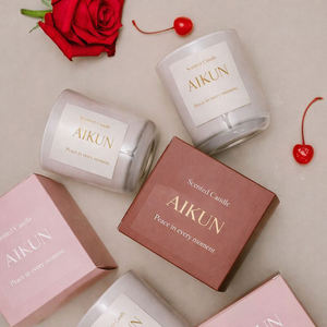AIKUN Private Label <b>Candle</b> with Cedarwood & Cashmere Vanilla Glass Jar Natural Soy Wax Aromatherapy <b>Candle</b> for Wholesale Orders - Product Image 4