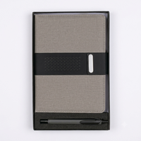Ensemble cadeau de stylo à bille et carnet relié en velours PU gris Aurelux Premium, 192 pages, estampage UV, carnet élégant, professionnel