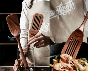 Chất lượng cao Công cụ nấu ăn Keo Gỗ phụ kiện nhà bếp Turner Skimmer muỗng 8 cái gỗ công cụ nhà bếp thiết lập - Product Image 6