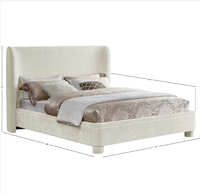 Lit rembourré en tissu bouclé style crème, taille personnalisée, lit de rangement doux, garantie 10 ans, panneau en mélamine