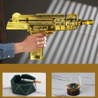 Set Botol Dekanter Wiski Bentuk Senapan Uzi 1000ml untuk Tequila, Vodka, dan Minuman Keras Lainnya dengan 2 Gelas