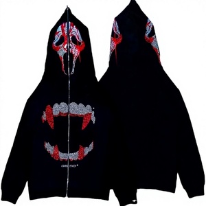 Sudadera con Capucha de Primera Calidad, 100% Algodón, con Pedrería, Diseño Personalizado con Cristales, Resistente al Viento, Ecológica, con Forro Polar, OEM - Product Image 1