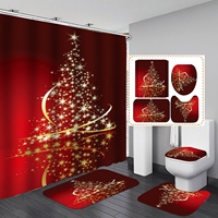 Nouvelle collection de tapis de bain et rideaux de douche imprimés avec des motifs de Noël, ensemble de salle de bain créatif