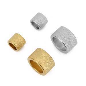 Frosted Large Hole Barrel Beads 5x6 6x10mm | 18K PVD Gold Plated Stainless Steel <b>Spacer</b> for DIY Bracelet Necklace Jewelry - Product Image 1