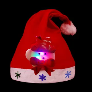 Mini chapeaux de père noël personnalisés, vente en gros, livraison rapide avec ours, bonhomme de neige, éclairage led, cadeaux d'hiver et de nouvel an pour enfants