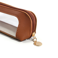 Porte-crayon avec logo personnalisé, pochette transparente en PVC pour stylo avec fermeture éclair