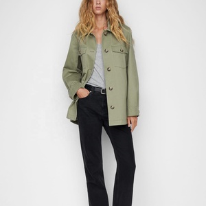 Vestes personnalisées pour femmes Streetwear Boutons à manches longues Surchemise en coton Veste cargo unisexe pour femme - Product Image 3