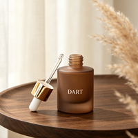 Flacon compte-gouttes de luxe en verre ambré dépoli 30 ml (1 oz) avec fond épais, pour sérum cosmétique, avec col doré et logo personnalisé