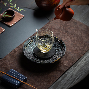 Guanlan Handmade Ceramic Teapot Stand Round Pottery <b>Tea</b> Tray For Kung Fu <b>Tea</b> <b>Set</b> Household Use Dehua Origin - Product Image 3