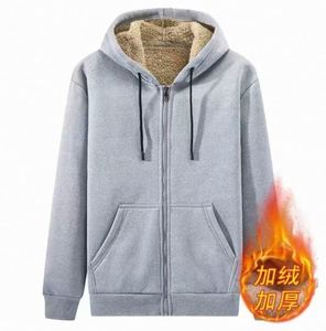 Sweat à capuche épais pour homme en molleton bouclette, sans cordons, avec imprimé - Product Image 3