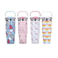 Nouvelle tasse isotherme portable en acier inoxydable de 30 oz grande capacité avec paille pour voiture, idéale pour l'extérieur, cadeau parfait