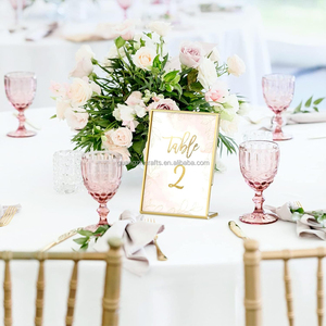 Clear Gold Edge Acrylic Flyer Document Photo Display Holders Tabletop Acrylic Table Sign para Wedding Restaurant - Product Image 2