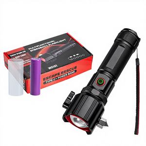 Lampe torche LED rechargeable Kampday 30W, super lumineuse, en alliage d'aluminium blanc, avec marteau de sécurité, charge USB, indice de protection IP65 - Product Image 1