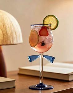 Offre Spéciale – Verre à vin bleu avec nœud, polyvalent pour jus et champagne, idéal pour mariages, fêtes, souvenirs d'entreprise, décoration de table, cadeau, <span class=keywords><strong>verrerie</strong></span> - Product Image 3