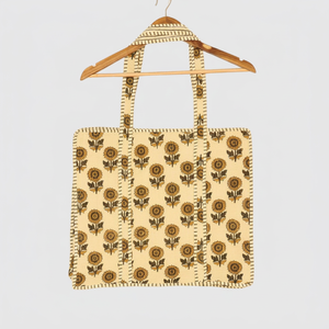 Sac fourre-tout en toile de style bohème avec motif tournesol, design ouvert pour le shopping - Product Image 1