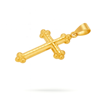 Colgante de Cruz Cristiana en Oro de 14K Tallado en Satén, Joyería Religiosa Elegante Unisex, Collar Fino Texturizado Hecho a Mano, J.J. BRAVO