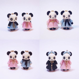 Peluches Panda miniatures rose et bleu, couple d'animaux en peluche, décoration pour la Saint-Valentin, 0-10 cm, cadeau unisexe - Product Image 2