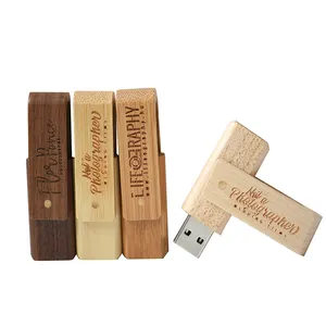 Jaster girevole flash in legno ad alta velocità 32gb memoria usb 2.0 flash stick 64gb 128gb Thumb Drive cle usb pendrive